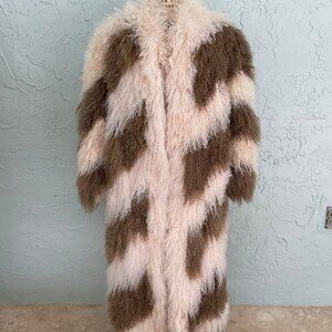 Vintage Mongolian Fur Coat Long Coat Fur Coat Shaggy Coat Winter Coat 90s Mocha